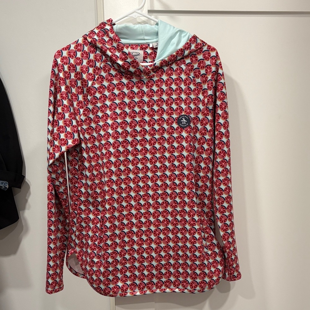 Original Penguin Red and Blue Graphic Golf Hoodie